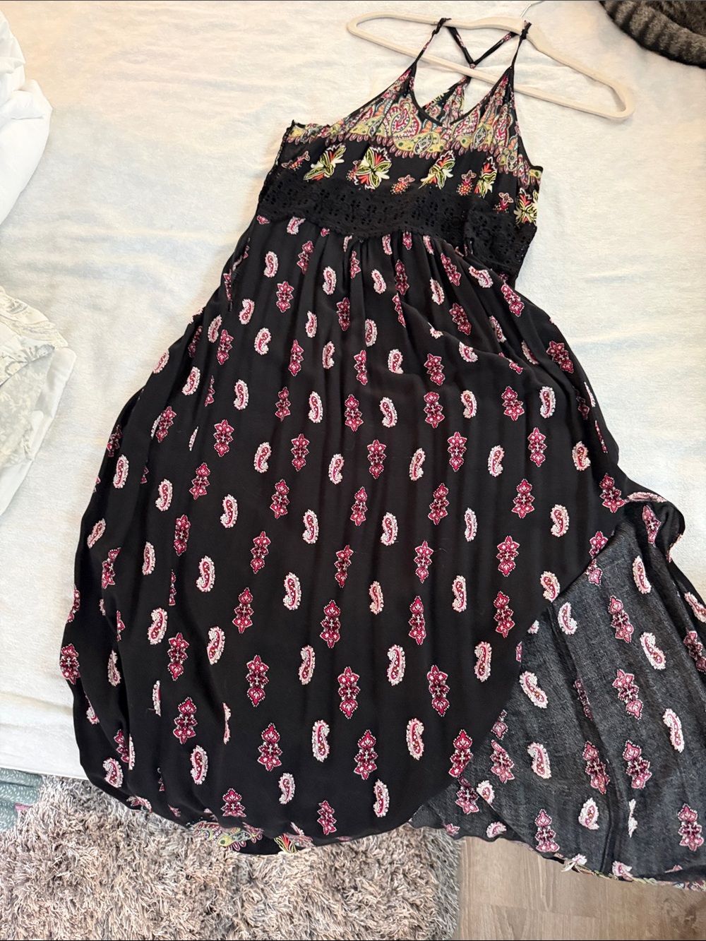 Very Casual racer back dress slit to where I folded dress.